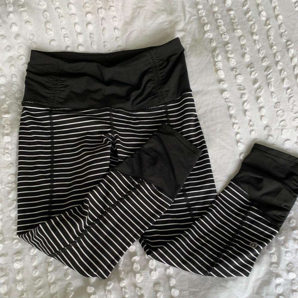 lululemon athletica Black and White Striped Leggings